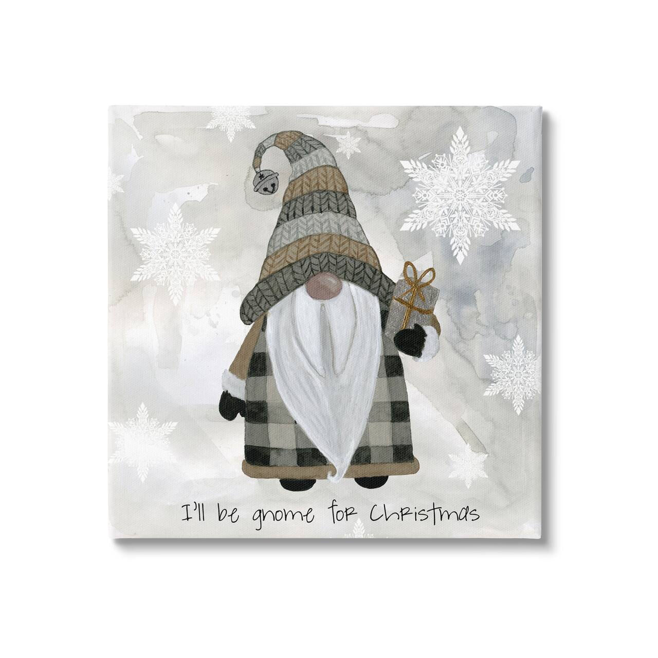 Stupell Industries Gnome For Christmas Phrase Canvas Wall Art